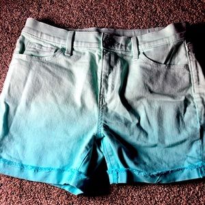Teal-blue ombré shorts
